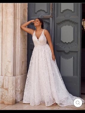 Madi Lane Mercedes White Lace A-Line Wedding Dress Size 14 Nwt Still In Stores